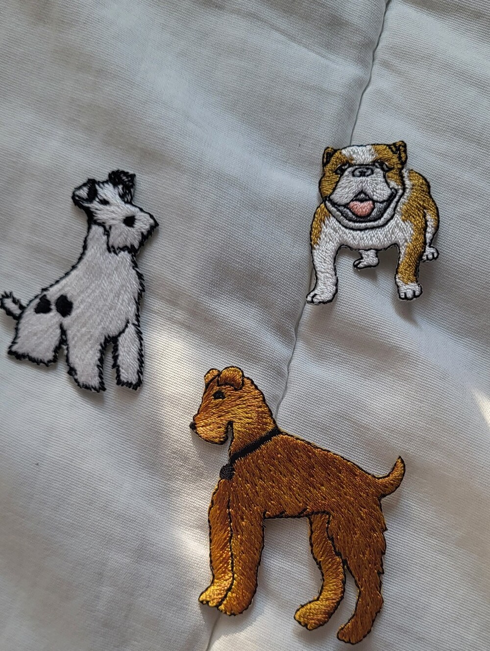 Dog Patch Set - Brown, White & Gold Embroidered Puppy Iron-On Pack